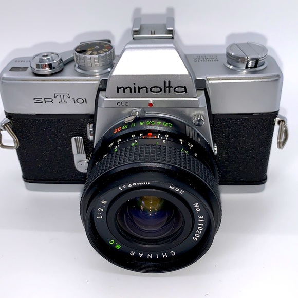 Minolta SRT101 35mm SLR Film Camera with Chinar 28mm f/2.8 Lens - Picture 3 of 10